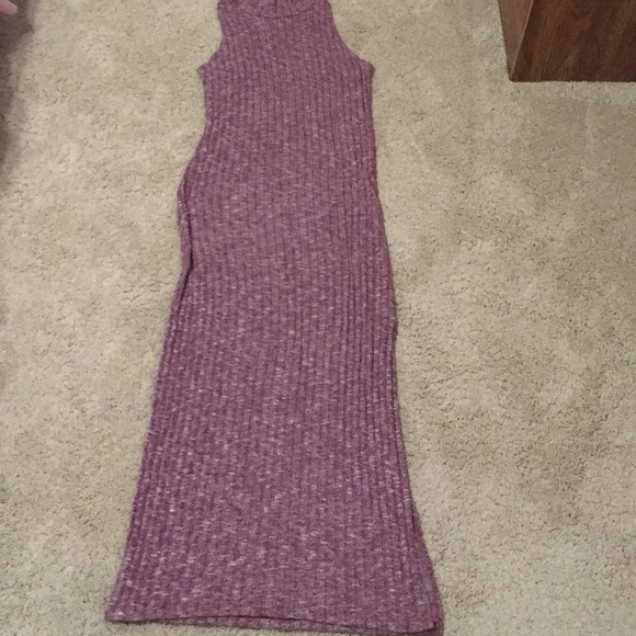 Papaya Dresses & Skirts - Ribbed knit full length bodycon side slits dress